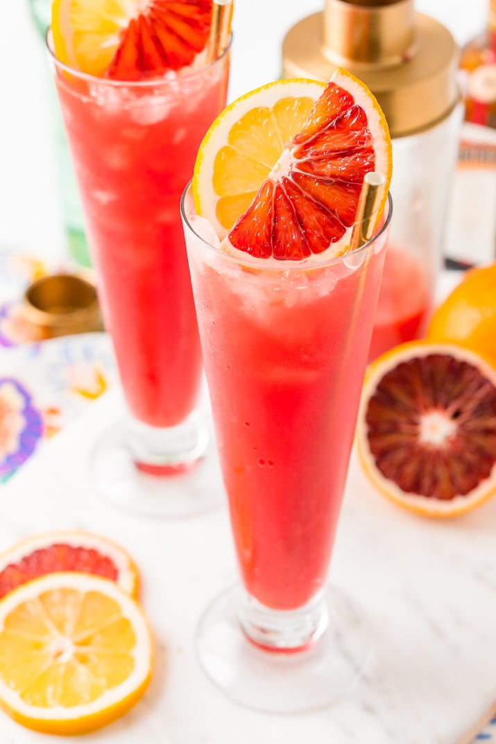 Blood Orange Cocktail in tall conical glass