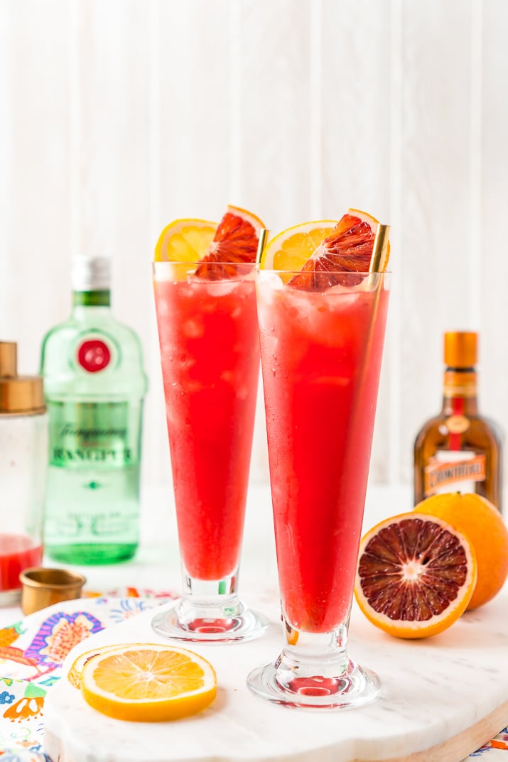 Two Blood Orange Cocktails side by side