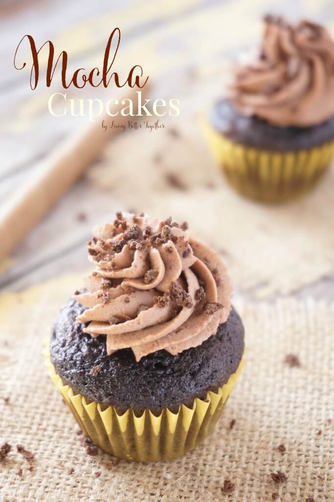 These Mocha Cupcakes are rich and chocolaty with a hint of coffee thanks to the Whipped Mocha Frosting they're topped with.