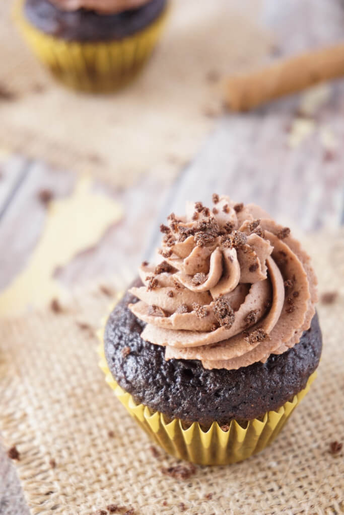 These Mocha Cupcakes are rich and chocolaty with a hint of coffee thanks to the Whipped Mocha Frosting they're topped with.