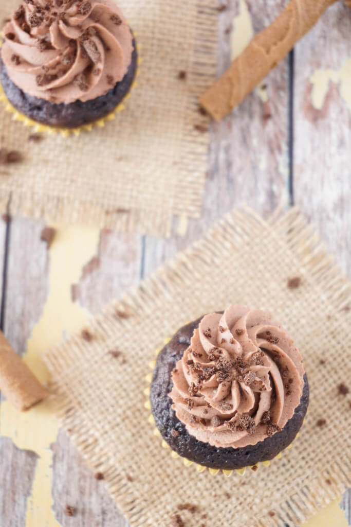 These Mocha Cupcakes are rich and chocolaty with a hint of coffee thanks to the Whipped Mocha Frosting they're topped with.