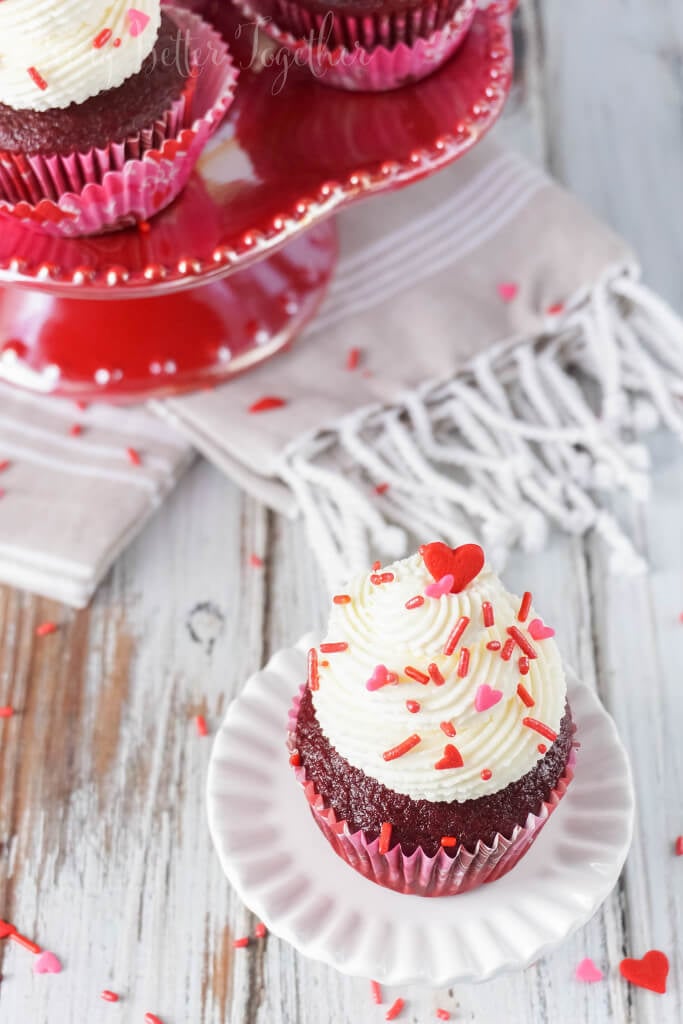 These 5-Ingredient Red Velvet Cupcakes are so easy to make, with a 2-ingredient red velvet base and a 3-ingredient cheesecake frosting, what's not to love! Whip them up for your Valentine in no time!