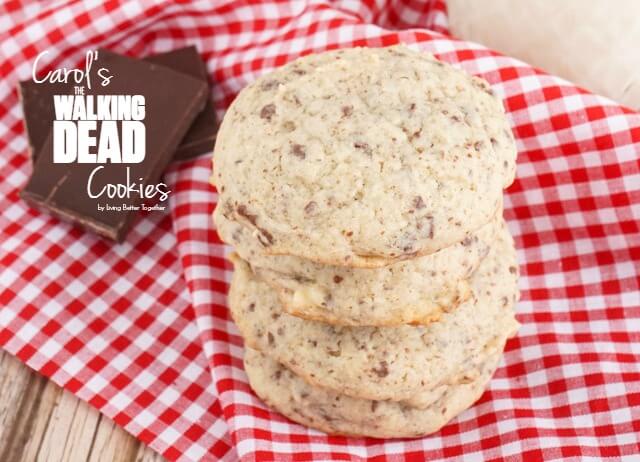 Carol's Walking Dead Cookies have an old fashioned sweetness laced with little bits of chocolate. They're perfect for enjoying a Walking Dead marathon with!
