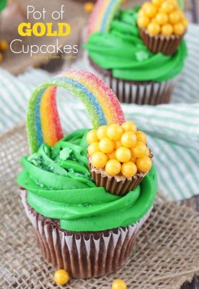These Pot of Gold Cupcakes are perfect for St. Patrick's Day! They're simple enough to make and absolutely adorable!