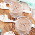 These Chocolate Cream Pie Shots taste just like the traditional dessert! Or like an alcoholic chocolate milk, they're awesome!