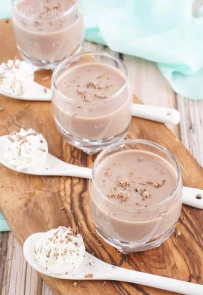 These Chocolate Cream Pie Shots taste just like the traditional dessert! Or like an alcoholic chocolate milk, they're awesome!