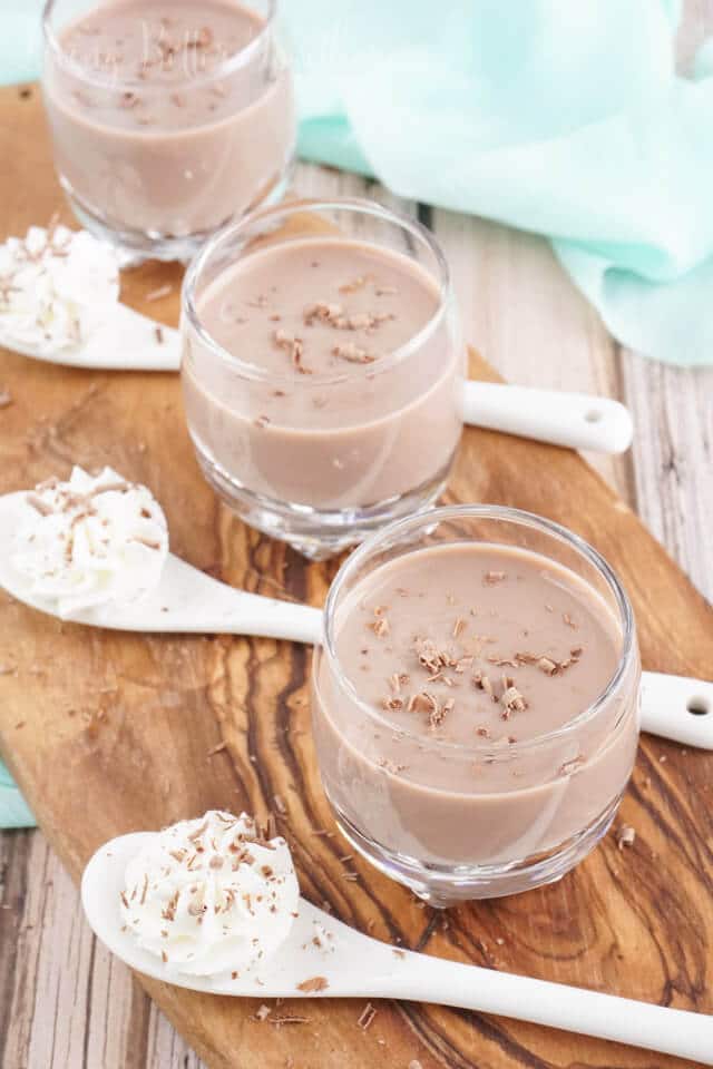 These Chocolate Cream Pie Shots taste just like the traditional dessert! Or like an alcoholic chocolate milk, they're awesome!