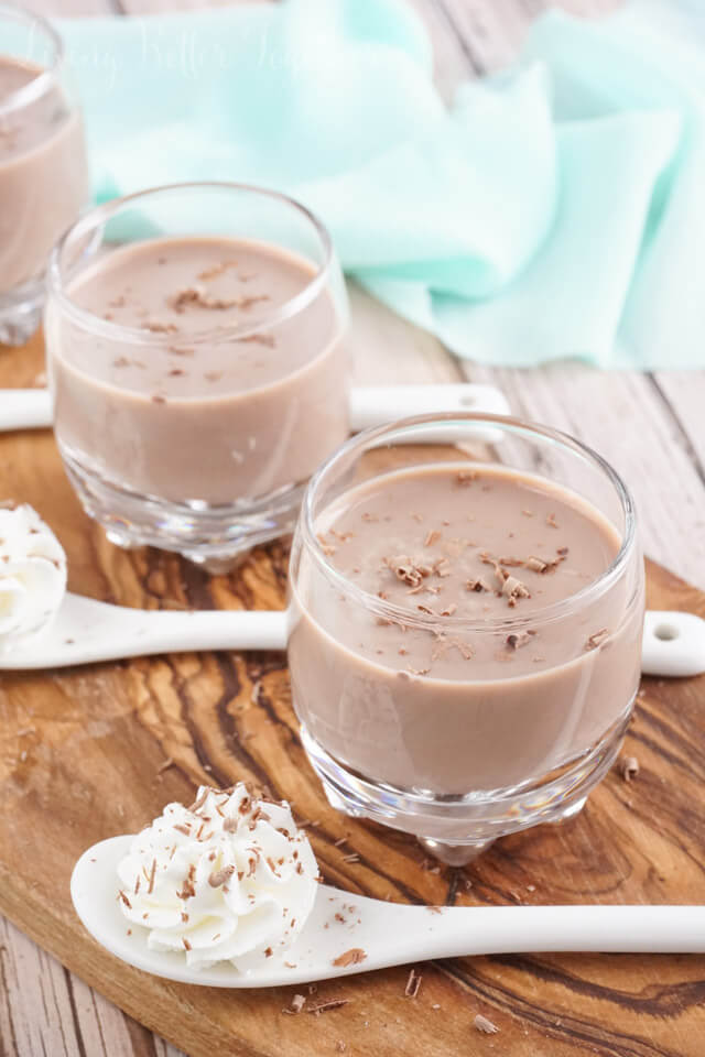 These Chocolate Cream Pie Shots taste just like the traditional dessert! Or like an alcoholic chocolate milk, they're awesome!