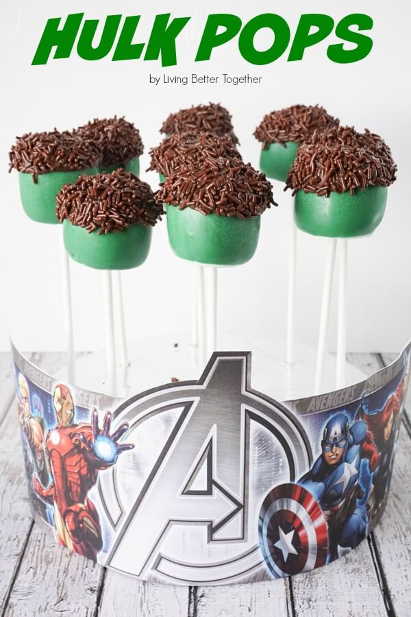 These Hulk Pop are so easy to make and will make a great addition to your Avengers Party!