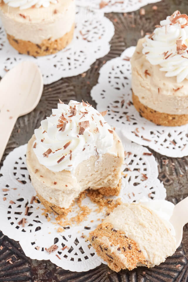 This Easy Peanut Butter Cheesecake is creamy and rich with a sweet graham cracker crust and classic whipped cream. Plus you can make a big one or mini ones!