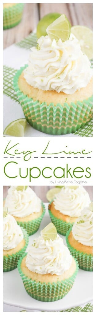 These Key Lime Pie Cupcakes are light and fluffy, filled with sweet key lime curd and topped with a whipped vanilla lime frosting!