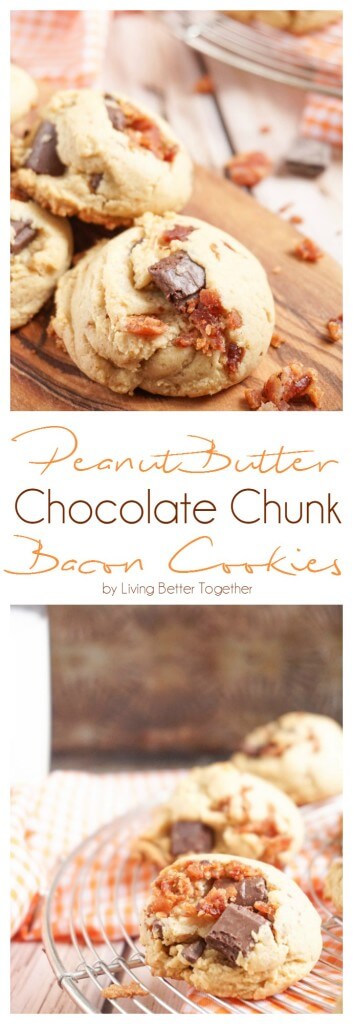 These Peanut Butter Bacon Chocolate Chunk Pudding Cookies are a chewy blend of sweet and salty. No chill time means they're ready in 30 minutes!