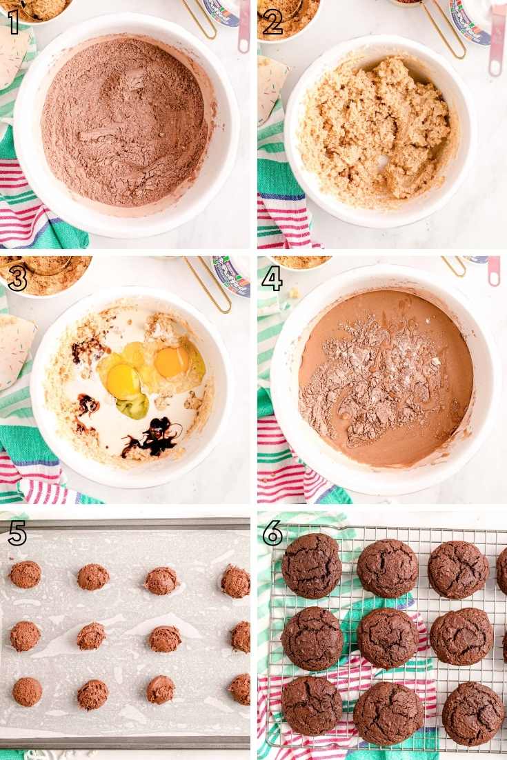 Step-by-step photo collage showing how to make whoopie pies.