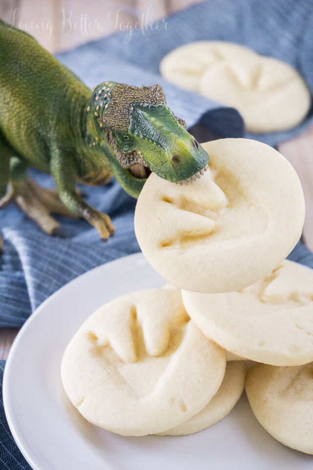 T-Rex Toy biting cookie
