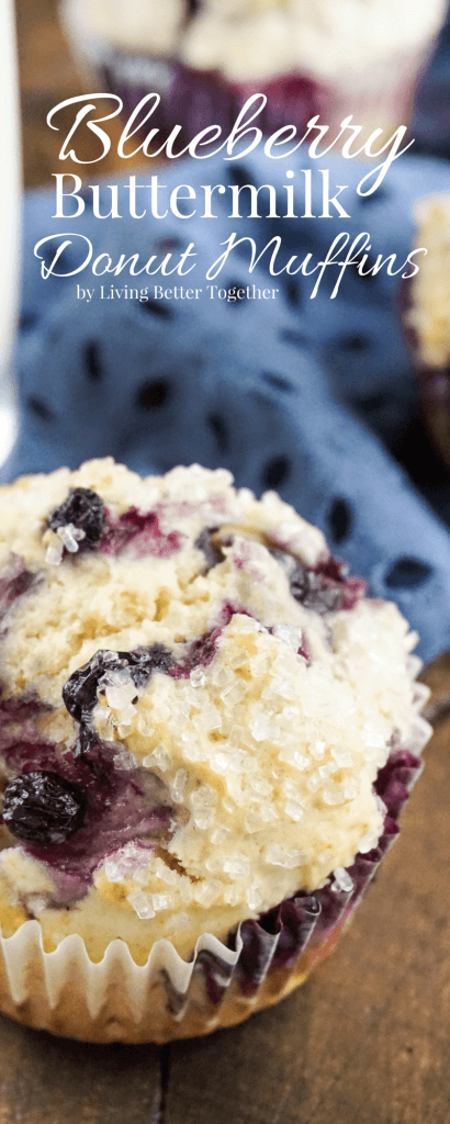 These simple and old fashioned Blueberry Buttermilk Donut Muffins are lightly sweet and bursting with fresh blueberries and a touch of nutmeg!