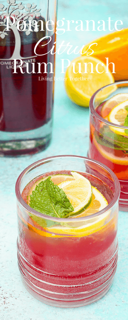 Celebrate summer with this Pomegranate Citrus Rum Punch! Sweet PAMA Pomegranate Liqueur paired with lemonade, lemon lime soda, and rum for a splash of summer fun. Plus a recipe video!