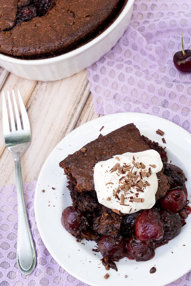 I loved this Black Forest Cobbler! It has a sweet cherry filling and a rich chocolate crust, I loved this new take on traditional cobbler!