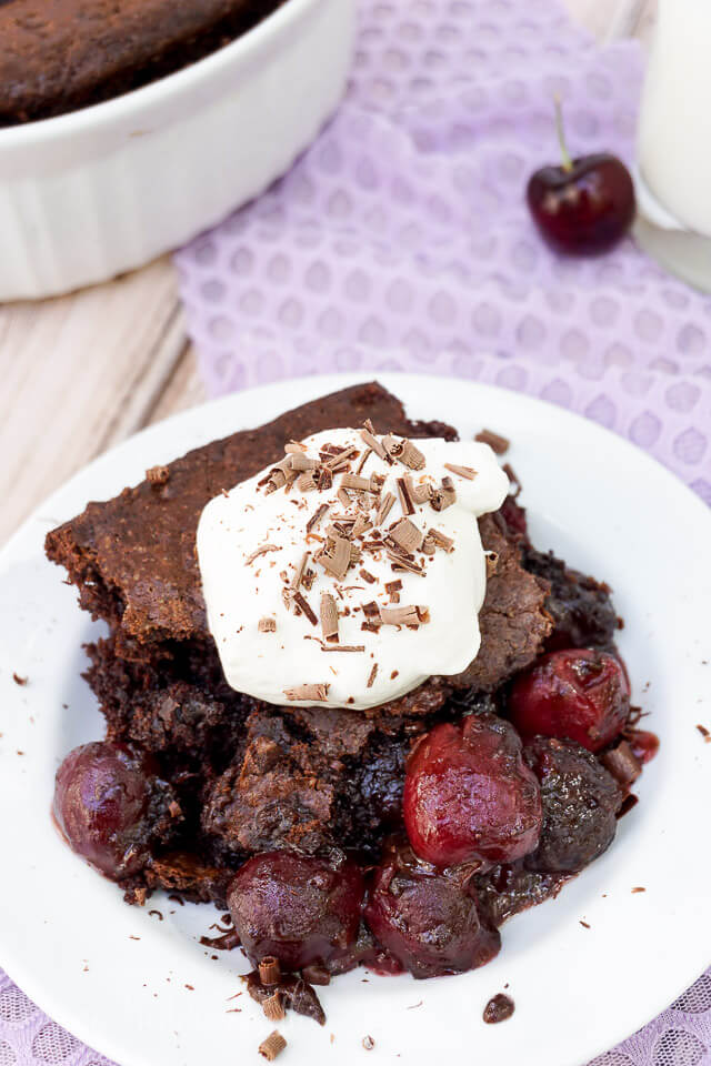 I loved this Black Forest Cobbler! It has a sweet cherry filling and a rich chocolate crust, I loved this new take on traditional cobbler!