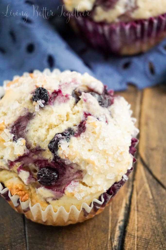 These simple and old fashioned Blueberry Buttermilk Donut Muffins are lightly sweet and bursting with fresh blueberries and a touch of nutmeg!