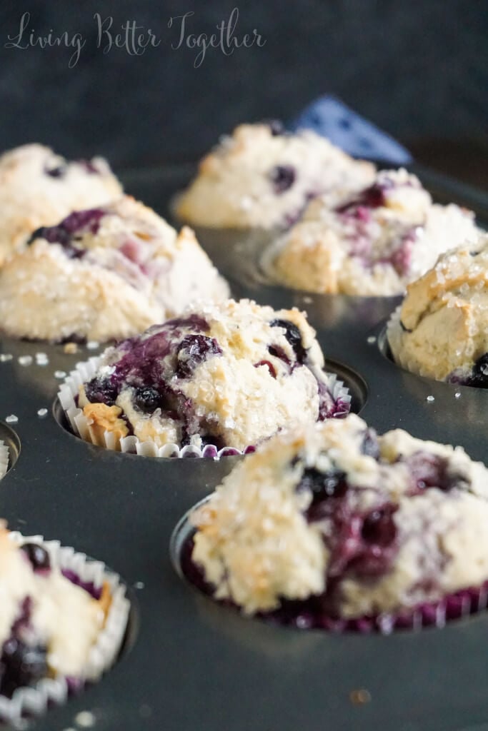 These simple and old fashioned Blueberry Buttermilk Donut Muffins are lightly sweet and bursting with fresh blueberries and a touch of nutmeg!