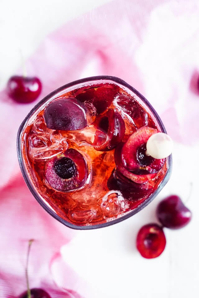 This Cherry 7 and 7 is a fun summer twist on the classic whiskey cocktail!