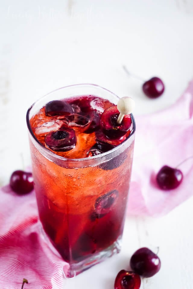 This Cherry 7 and 7 is a fun summer twist on the classic whiskey cocktail!