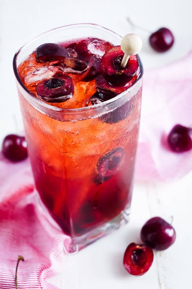 This Cherry 7 and 7 is a fun summer twist on the classic whiskey cocktail!