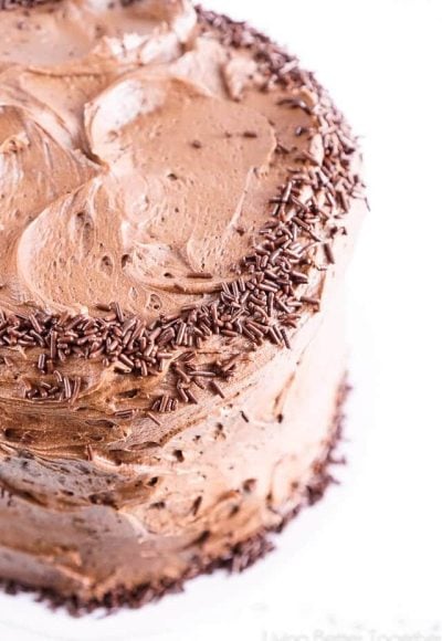 This Black Magic Chocolate Cake is three layers of moist chocolate cake wrapped in The Best Chocolate Buttercream makes this one decadent dessert!