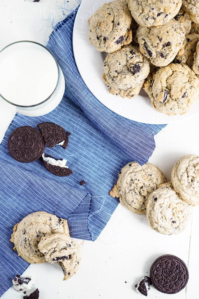 These Oreo Pudding Cookies are so soft and tasty! Bits of Oreo cookies and cream swirled through these light cookies makes them oh so good! Plus the first batch is ready in less than 30 minutes!