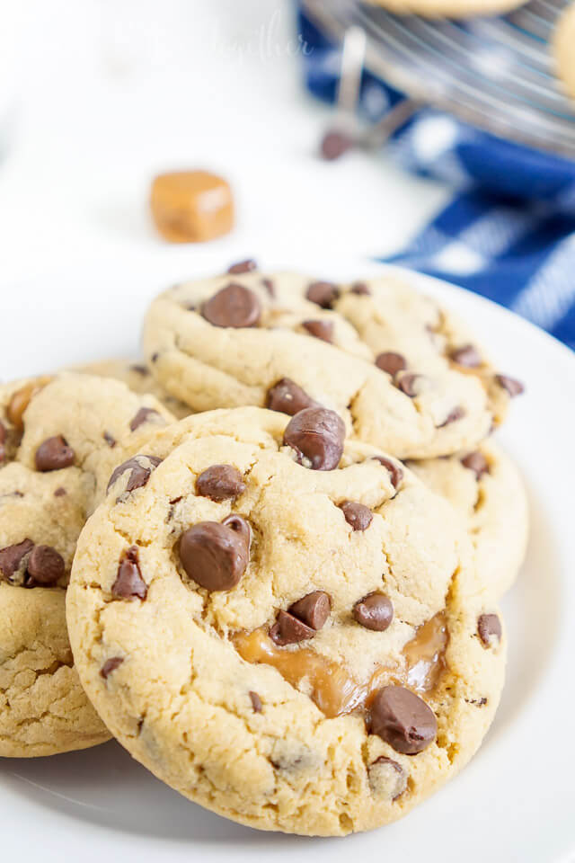 Peanut Butter Caramel Stuffed Chocolate Chip Cookies