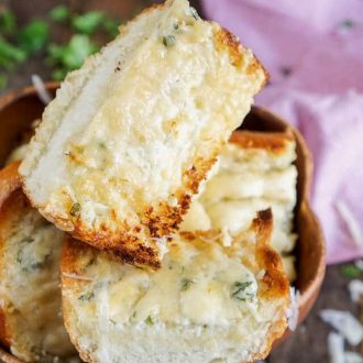 Cut Loaf of Blue Cheese Garlic Bread