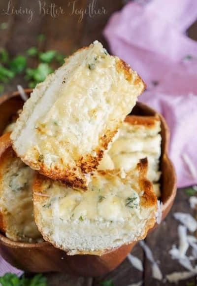 This 15-Minute Blue Cheese Garlic Bread is studded with flavor thanks to a vibrant blend of cheese, butter, and fresh herbs!