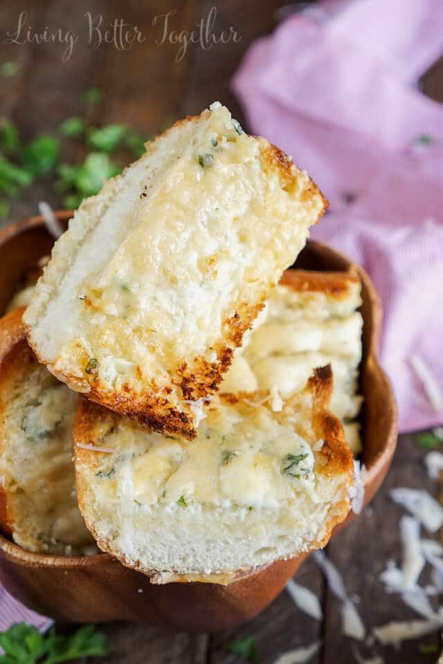 This 15-Minute Blue Cheese Garlic Bread is studded with flavor thanks to a vibrant blend of cheese, butter, and fresh herbs!