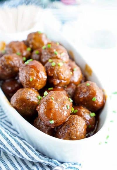 These Maple Chili Meatballs combine sweet and heat for the ultimate game day or party appetizer!