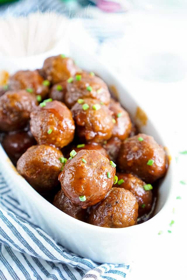 These Maple Chili Meatballs combine sweet and heat for the ultimate game day or party appetizer!