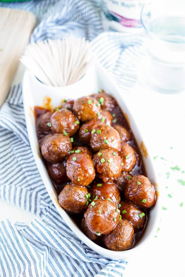 These Maple Chili Meatballs combine sweet and heat for the ultimate game day or party appetizer!