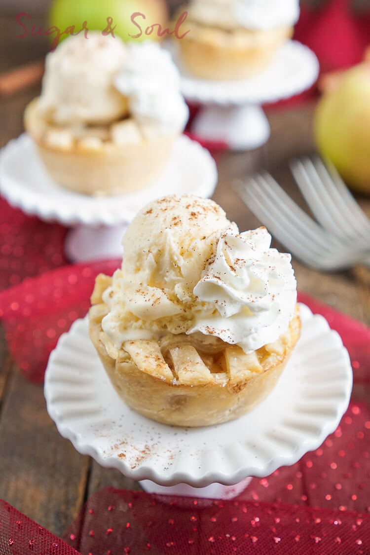 These Mini Apple Pies à la Mode are made with a premade pie crust and a sweet seasonal blend of apples and cinnamon.