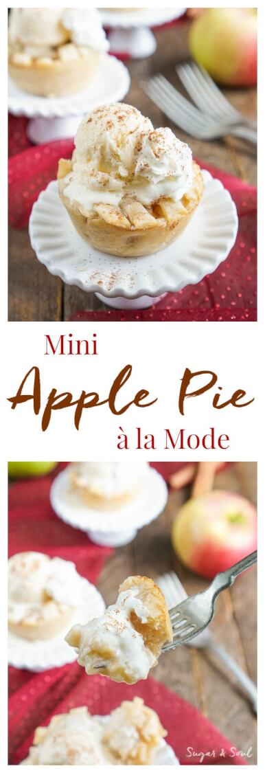 These Mini Apple Pies à la Mode are made with a premade pie crust and a sweet seasonal blend of apples and cinnamon.