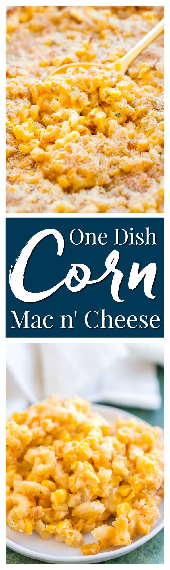 This One Dish Corn Mac n' Cheese has all the comfort you need. Loaded with cheese and sweet corn, it's a pasta dish that's perfect for potlucks and game days. via @sugarandsoulco