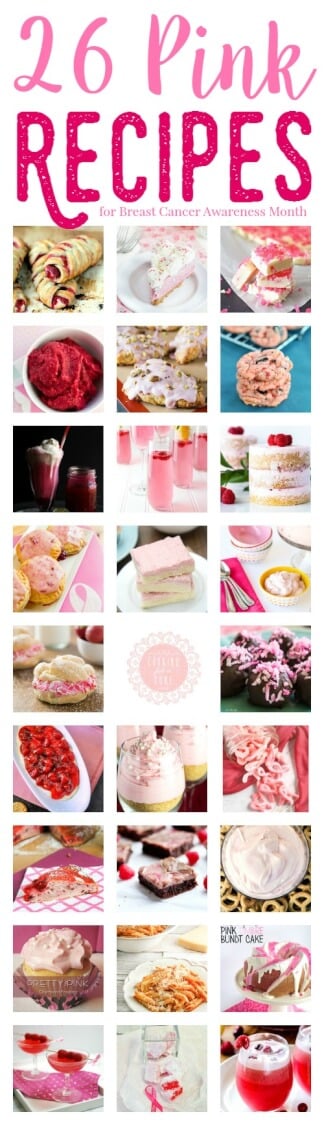 These pink recipes were made with love and honor of Breast Cancer Awareness Month- sweet treats, cold drinks and some savory dishes.