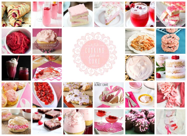 A collage of pink desserts with text overlay for social media