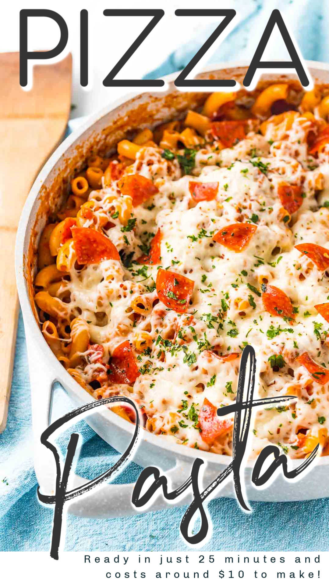 This One Pan Pizza Pasta is what weeknight dreams are made of! Pizza and pasta come together in an easy meal loaded with flavor that’s ready in less than 30 minutes and made in one pot!!!

It’s made with large elbow macaroni, pizza sauce, marinara sauce, mozzarella, pepperoni, and spices! And it only costs around $10 to make!!! via @sugarandsoulco
