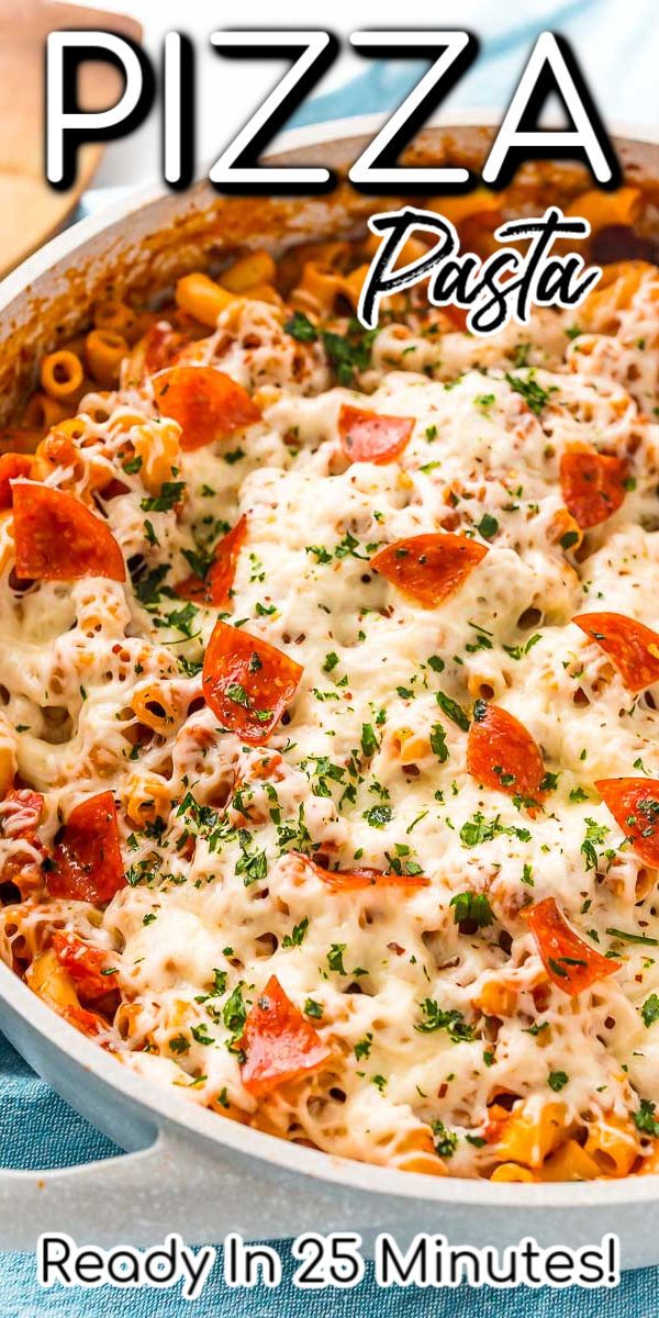 This One Pan Pizza Pasta is what weeknight dreams are made of! Pizza and pasta come together in an easy meal loaded with flavor that’s ready in less than 30 minutes and made in one pot!!!

It’s made with large elbow macaroni, pizza sauce, marinara sauce, mozzarella, pepperoni, and spices! And it only costs around $10 to make!!! via @sugarandsoulco