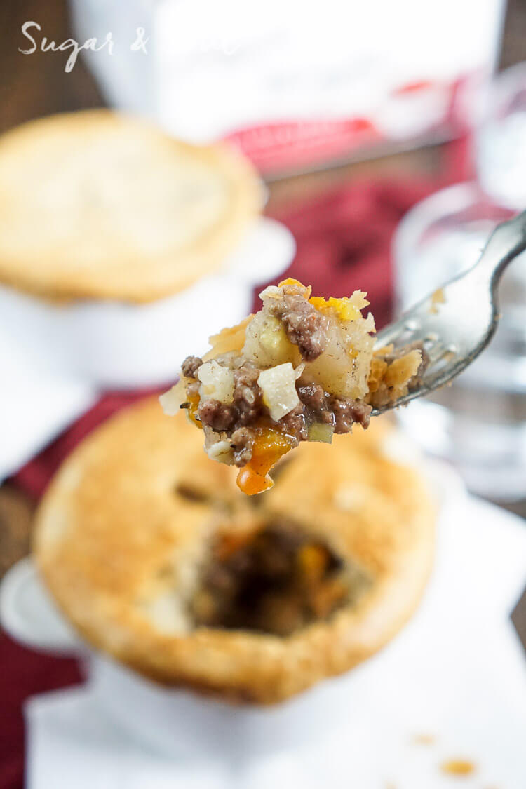 This Tourtière is a traditional Spiced Meat Pie made in Quebec, beef and veggies with cinnamon and clove give this dish a unique cozy flavor perfect for cold weather.