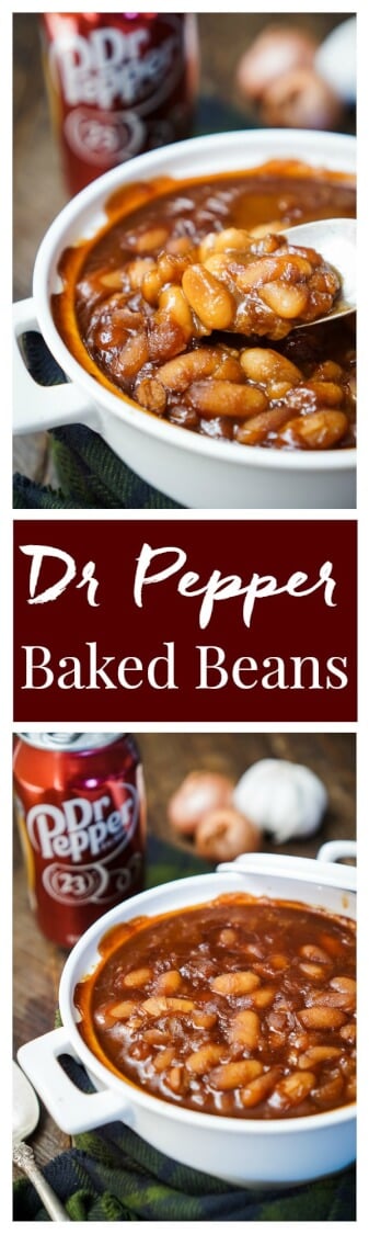 These Dr Pepper Baked Beans are sweet and delicious and ready in less than an hour! A comforting recipe great for holidays, game days, and weekends!