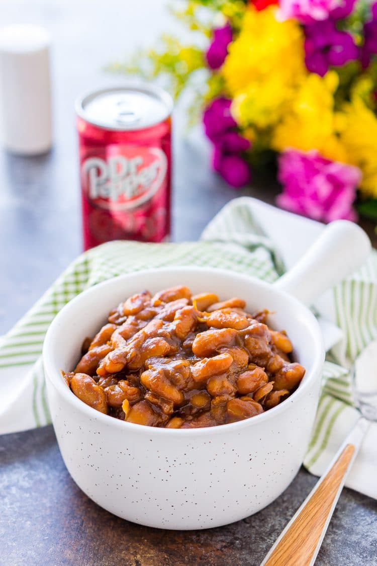 These Dr Pepper Baked Beans are a sweet and delicious side dish!