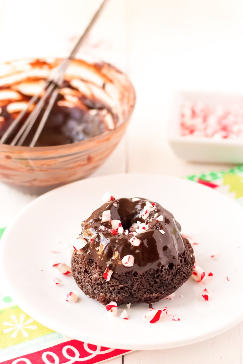 These Mini Chocolate Peppermint Bundt Cakes are a rich, decadent single-serve dessert made with cocoa powder, coffee, and topped with peppermint whipped cream, these treats taste like a coffeehouse favorite!