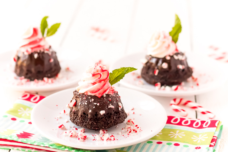 These Mini Chocolate Peppermint Bundt Cakes are a rich, decadent single-serve dessert made with cocoa powder, coffee, and topped with peppermint whipped cream, these treats taste like a coffeehouse favorite!