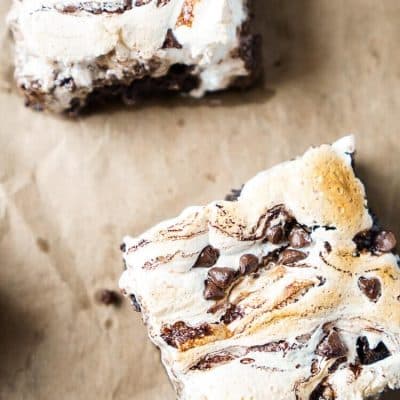 These Mud Pie Brownies are super easy to make thanks to a little cheat, but pack in the rich chocolate flavor with toasted marshmallow fluff!