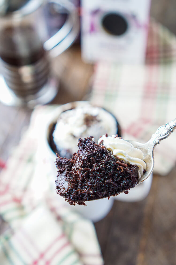 This Coffee Mug Cake is bold and rich and so easy to make! It's ready to eat in less than 5 minutes and loaded with notes of coffee, chocolate, and sugar!